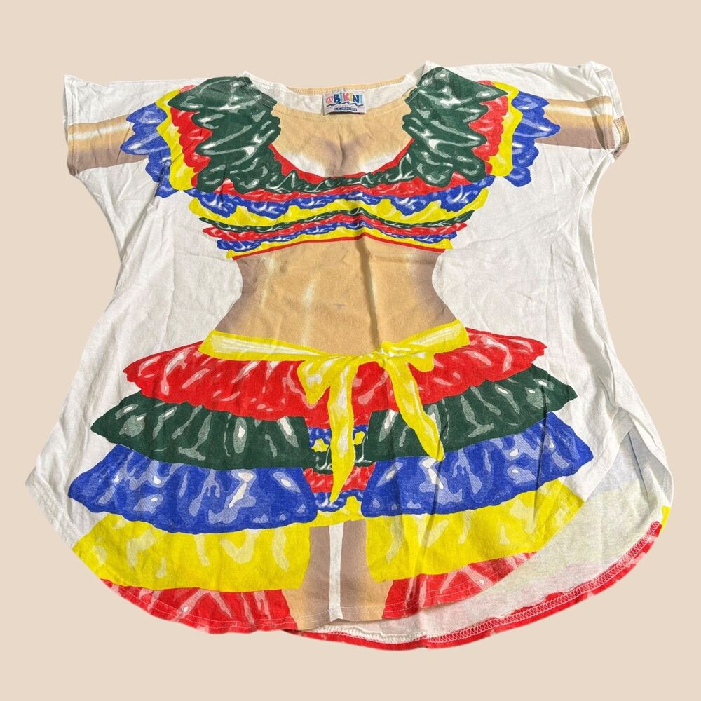 Vintage L.A. Imprints Fantasy Coverup Bikini Body Coverup T-Shirt Womens OS